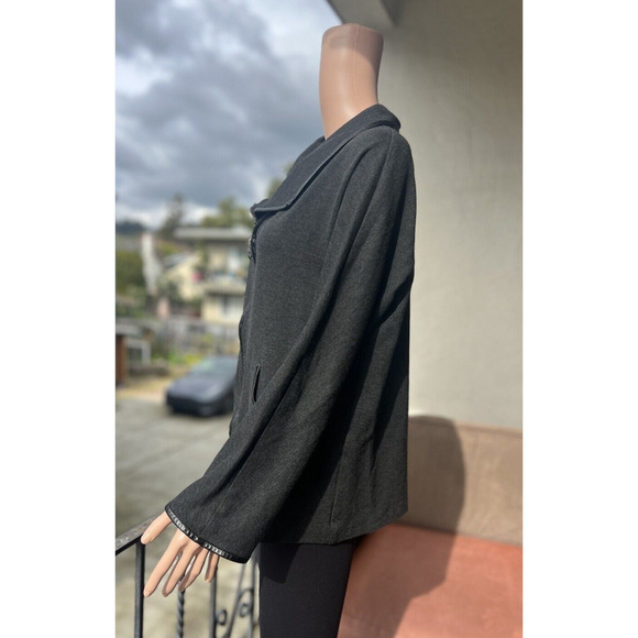 Joseph Ribkoff Womens Blazer Gray Fitted Mock Neck Full Zip Jacket 8 - Picture 3 of 6